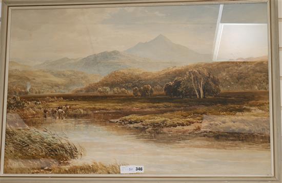 Cattle watering in a landscape 56 x 87cm